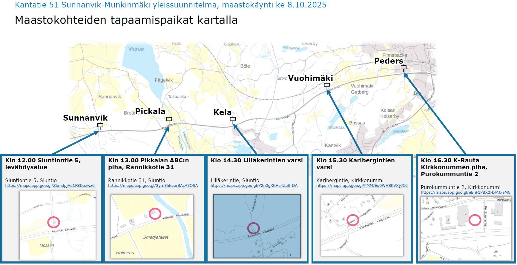 Kt 51 parantaminen välillä Sunnanvik-Munkinmäki - Maastopäivä